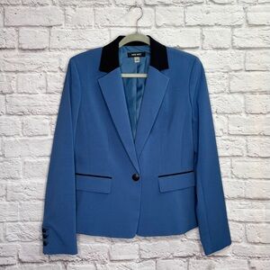 Nine West Womens Mont Saint-Michel Blazer Size 4 Button Montana Blue Black NWT